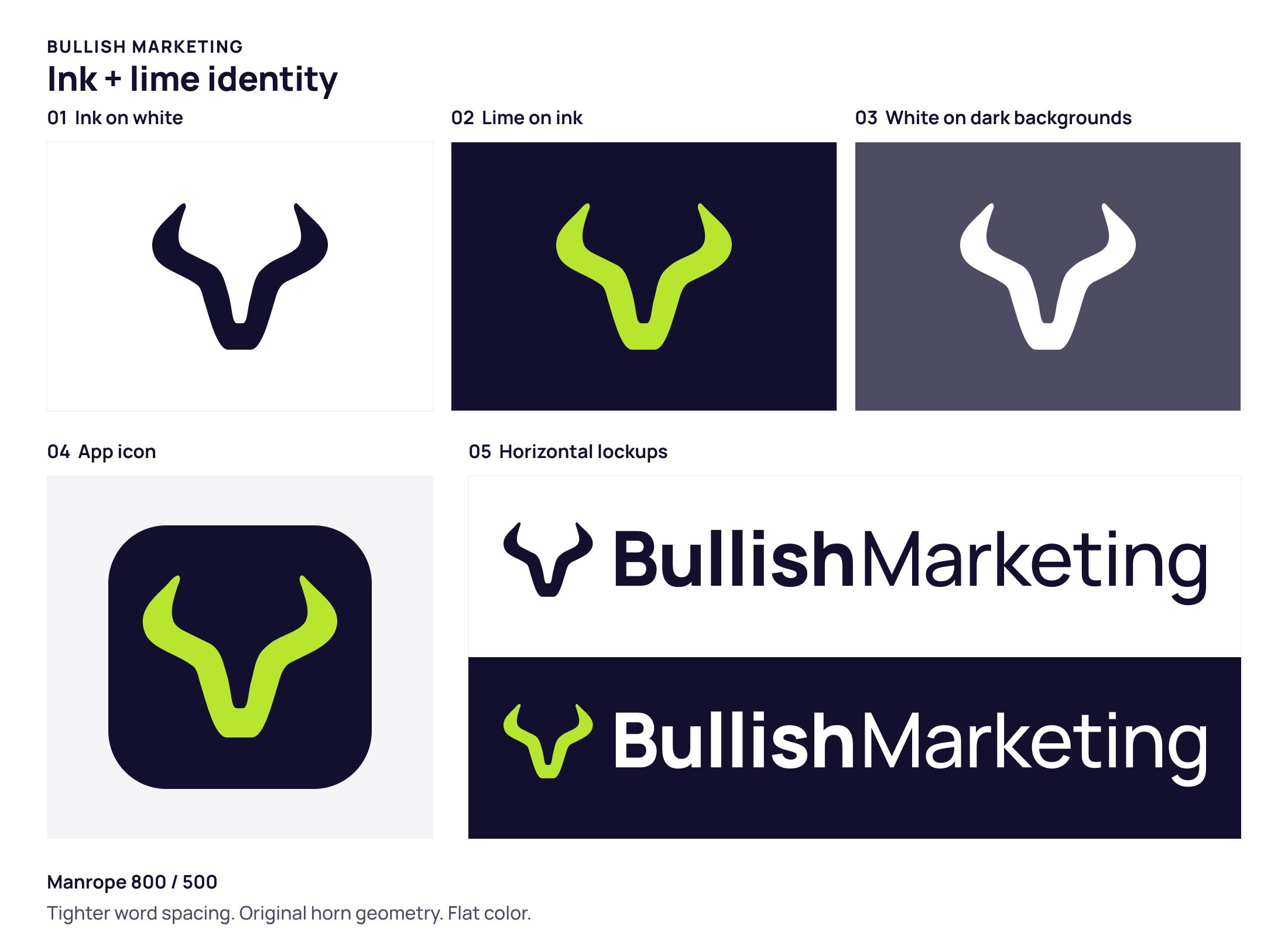 Bullish Marketing identity sheet