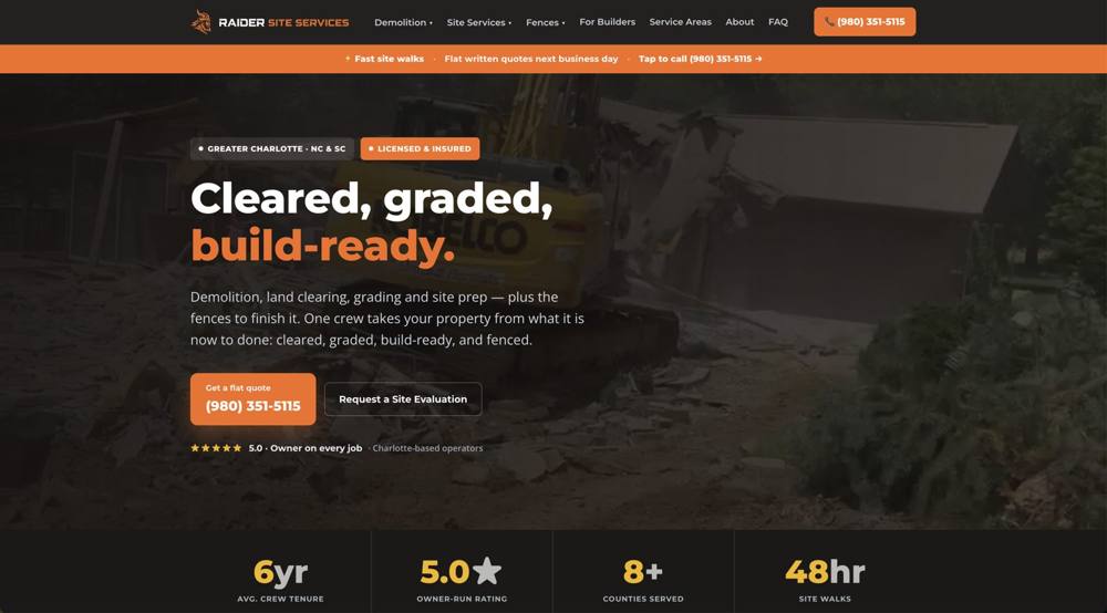 Raider Site Services website